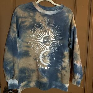 Rebellious One Faded Blue Pullover with White Graphic